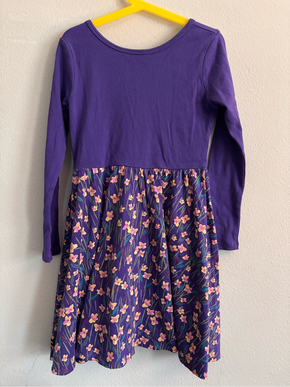 Tea Collection Long Sleeve Purple Floral Twirl Dress